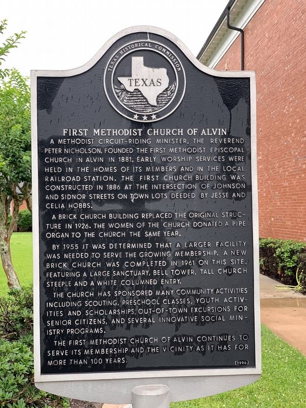 First Methodist Church of Alvin Marker image. Click for full size.