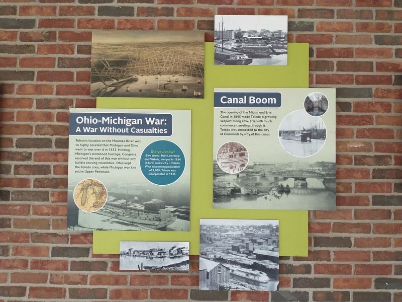 Ohio-Michigan War: A War Without Casualties / Canal Boom Marker image. Click for full size.