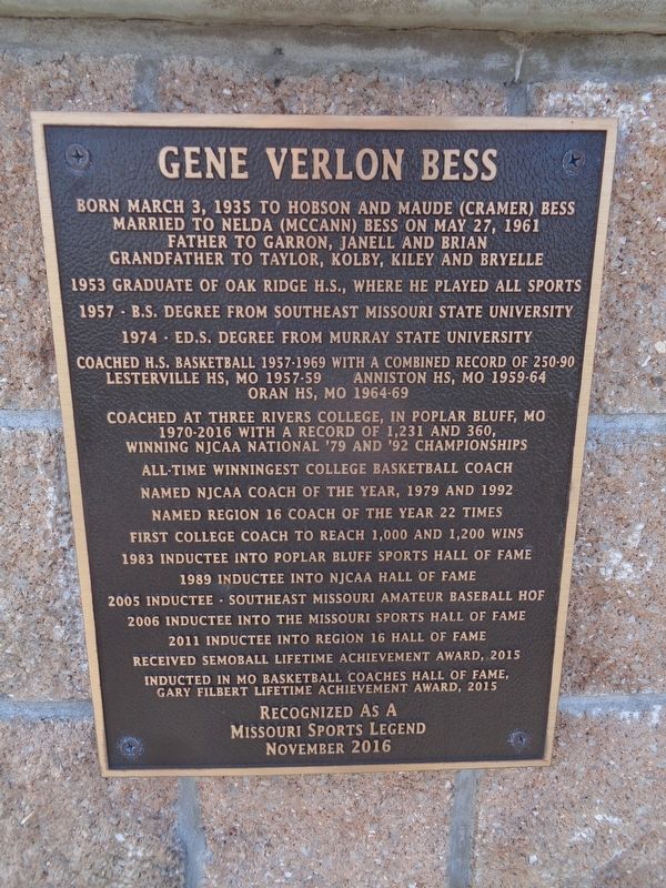 Gene Verlon Bess Marker. Click for full size. Gene Verlon Bess Marker image. Click for full size.