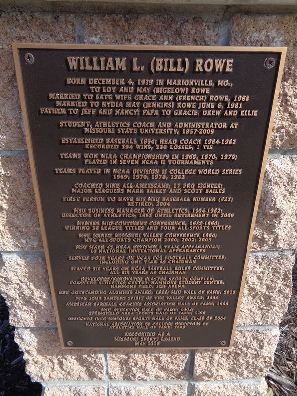 William L. (Bill) Rowe Marker image. Click for full size.