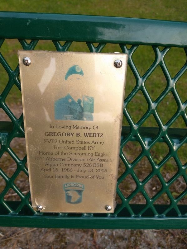 Gregory B. Wertz Marker. Click for full size. Gregory B. Wertz Marker image. Click for full size.