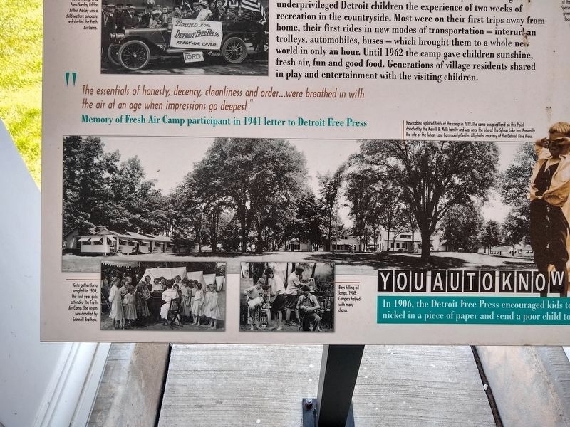 New Life for Children at the Detroit Free Press Fresh Air Camp Marker — middle image image. Click for full size.