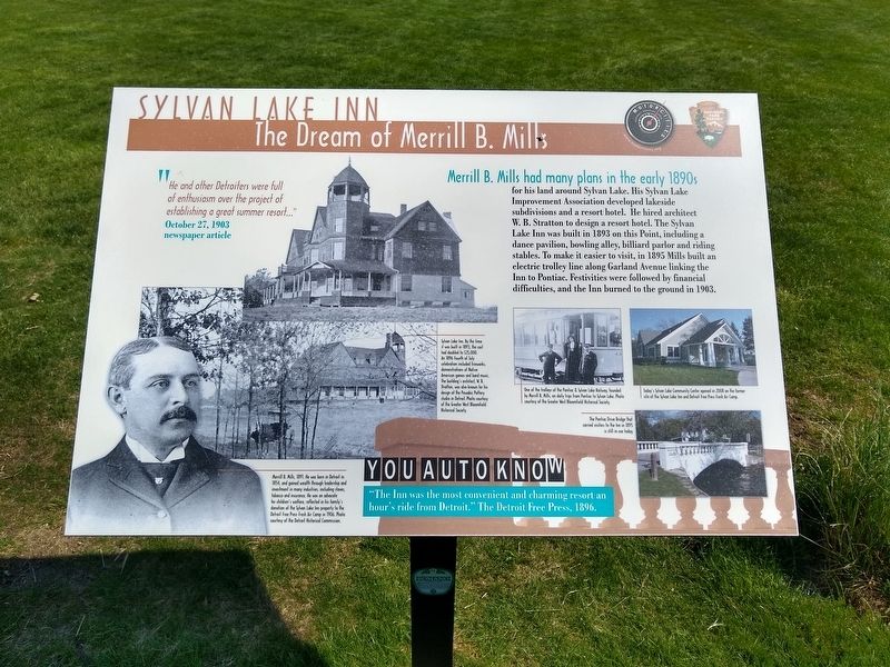 Sylvan Lake Inn: The Dream of Merrill B. Mills Marker image. Click for full size.