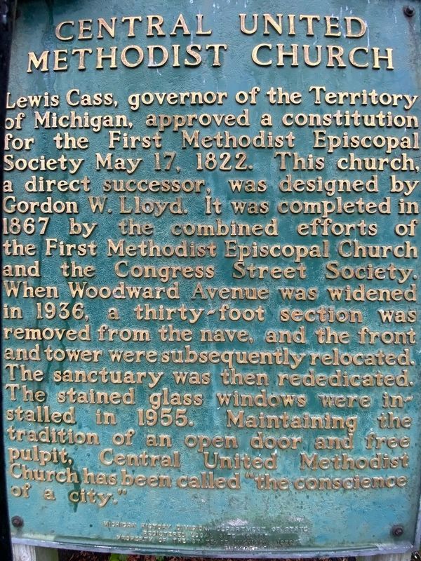Central United Methodist Church Marker image. Click for full size.