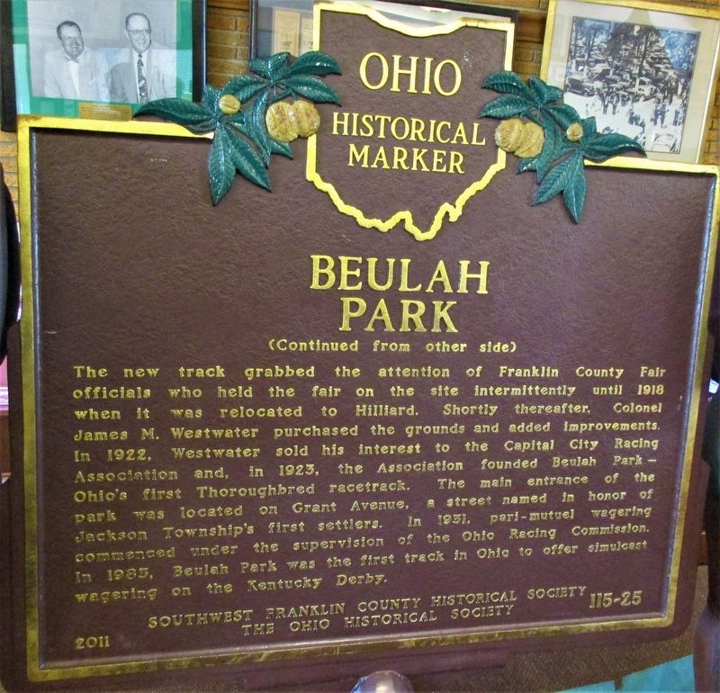 Beulah Park Marker image. Click for full size.