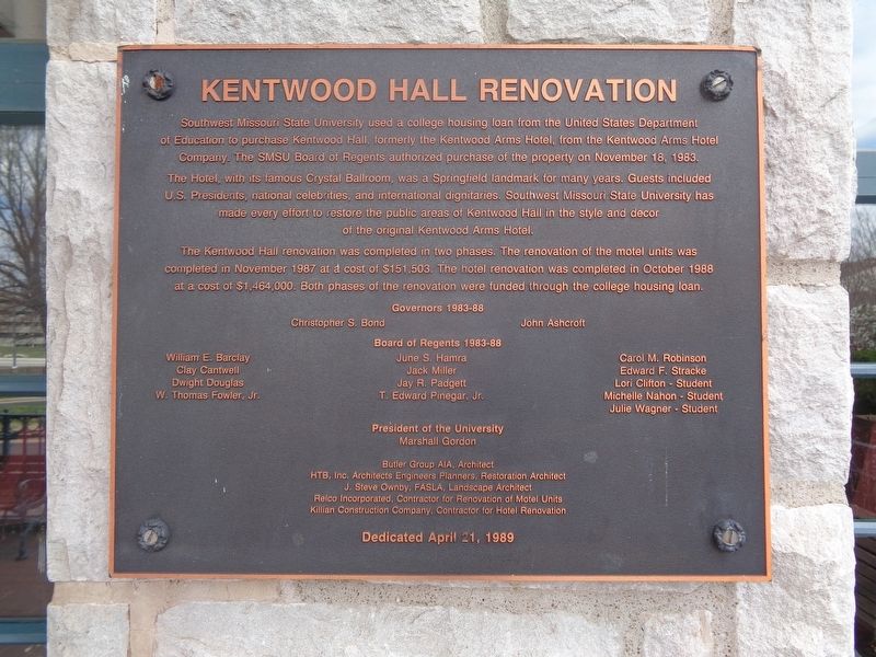 Kentwood Hall Renovation Marker image. Click for full size.