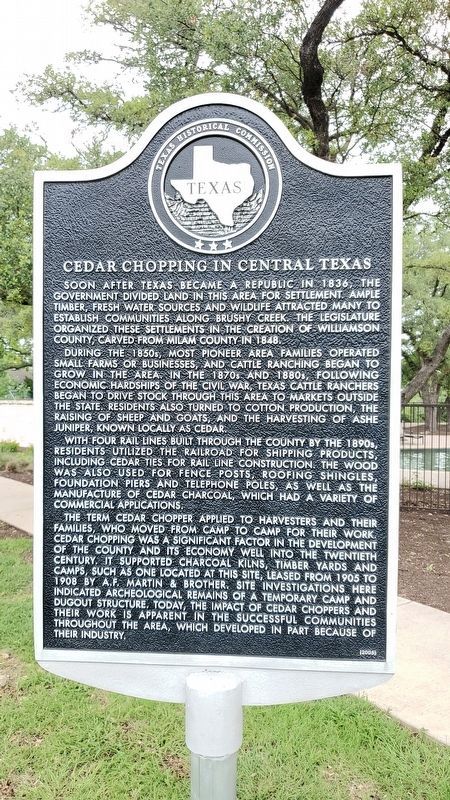Cedar Chopping in Central Texas Marker image. Click for full size.