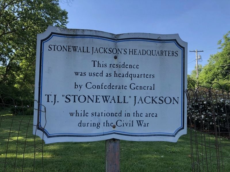 Stonewall Jackson's Headquarters Marker. Click for full size. Stonewall Jackson's Headquarters Marker image. Click for full size.