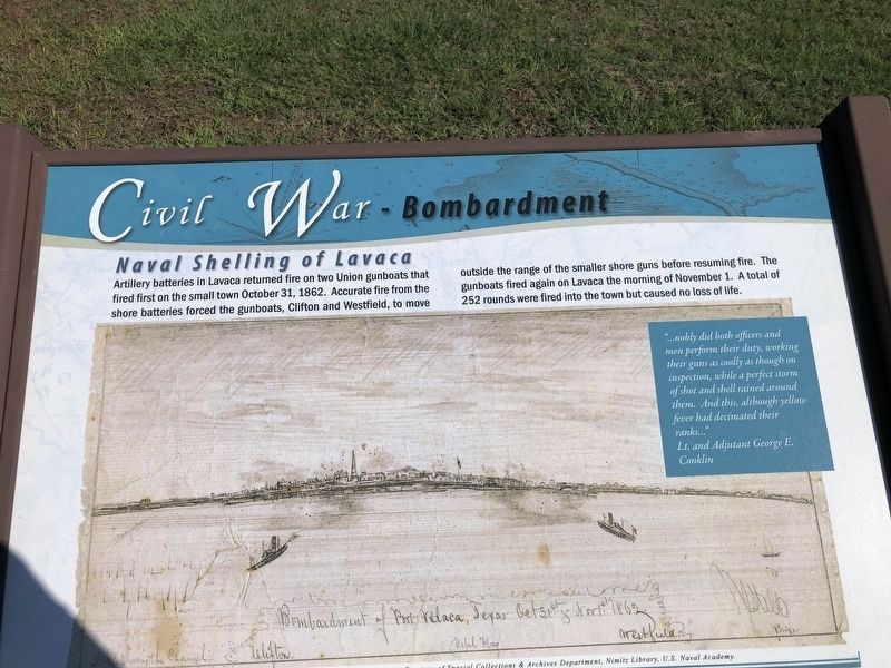 Naval Shelling of Lavaca Marker. Click for full size. Naval Shelling of Lavaca Marker image. Click for full size.