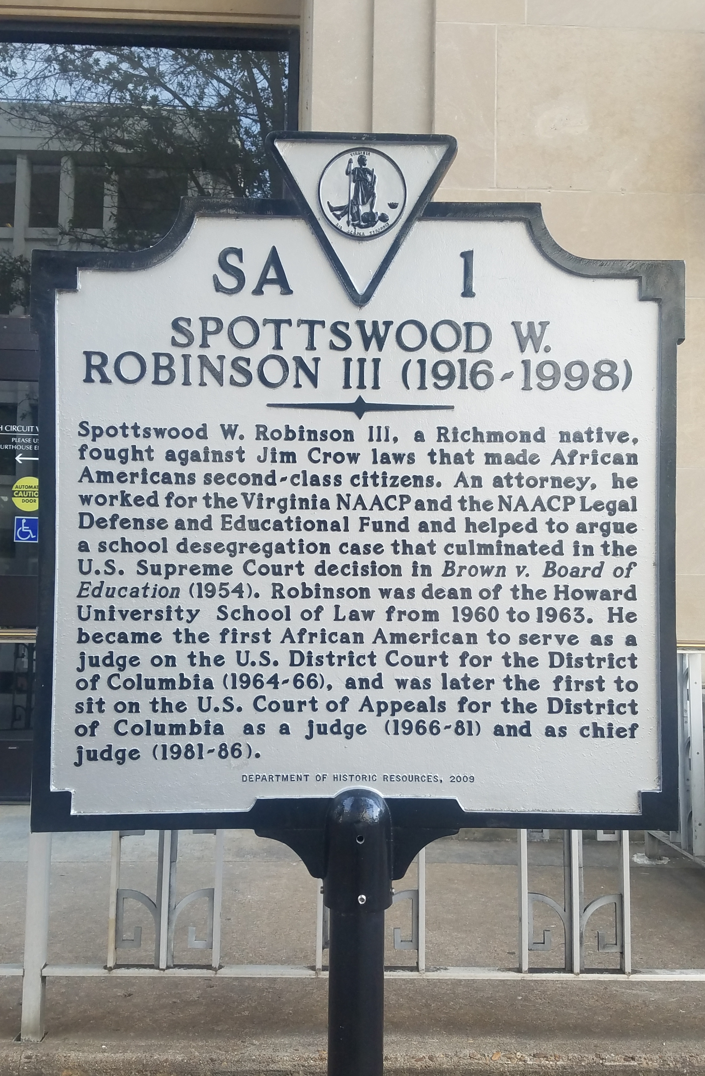 Spottswood W. Robinson III Marker