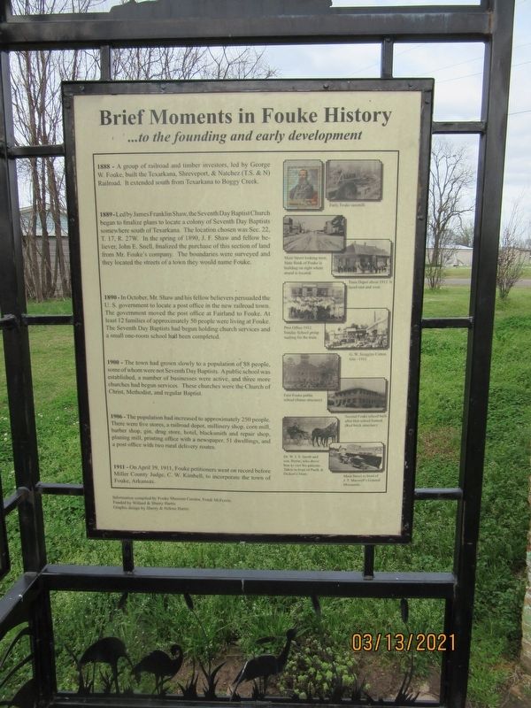 Brief Moments in Fouke History Marker image. Click for full size.