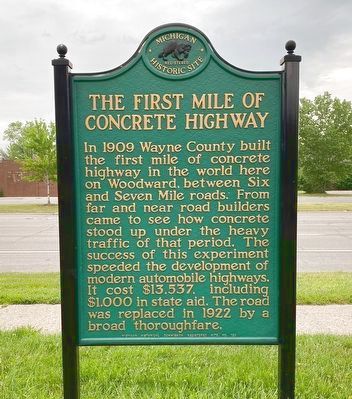 The First Mile of Concrete Highway Marker image. Click for full size.