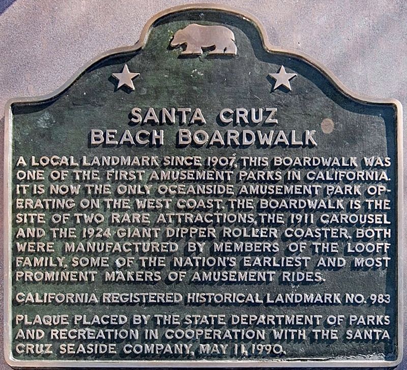 Santa Cruz Beach Boardwalk Marker image. Click for full size.