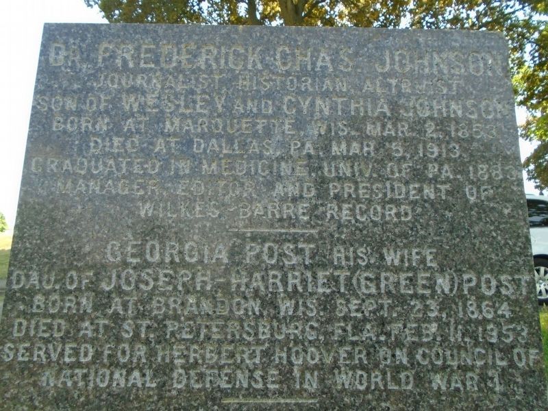 Frederick and Georgia Post Johnson Marker image. Click for full size.