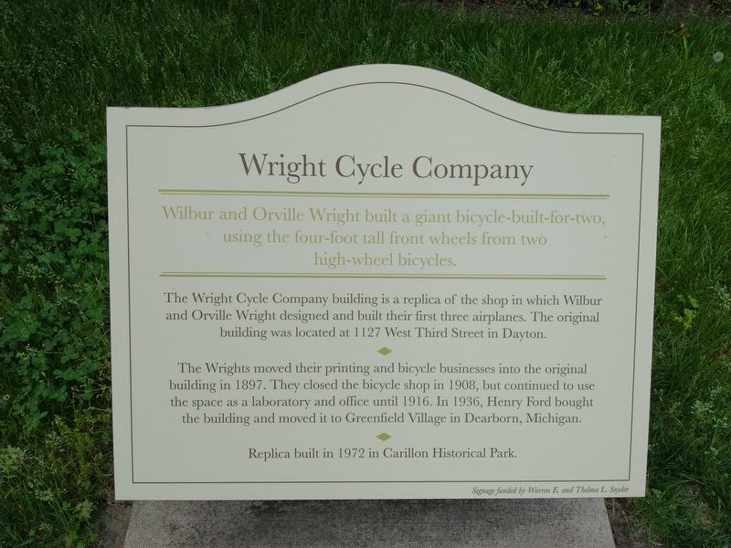 Wright Cycle Company Marker image. Click for full size.