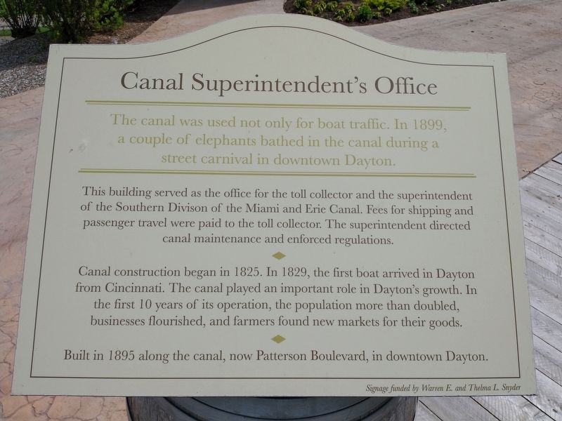 Canal Superintendent's Office Marker image. Click for full size.