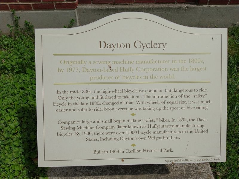 Dayton Cyclery Marker image. Click for full size.
