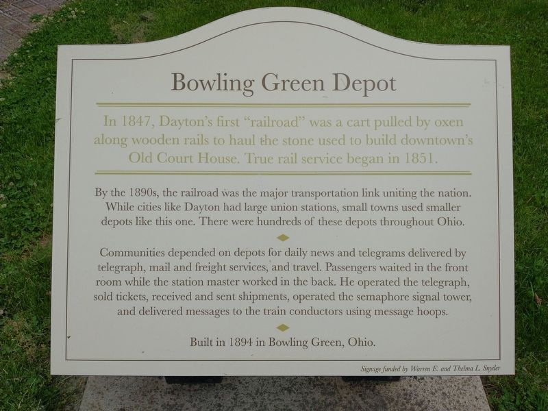 Bowling Green Depot Marker. Click for full size. Bowling Green Depot Marker image. Click for full size.
