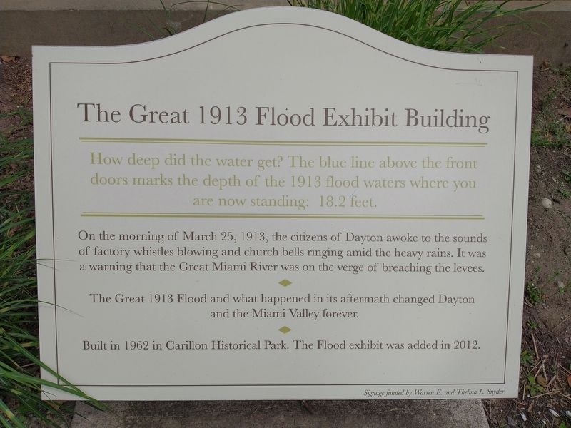 The Great 1913 Flood Exhibit Building Marker image. Click for full size.