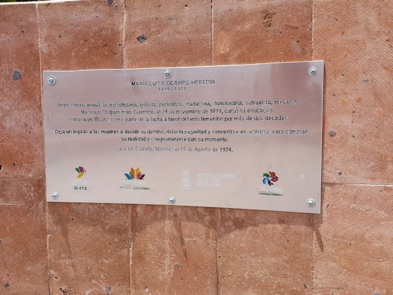 María Luisa Ocampo Heredia Marker. Click for full size. María Luisa Ocampo Heredia Marker image. Click for full size.