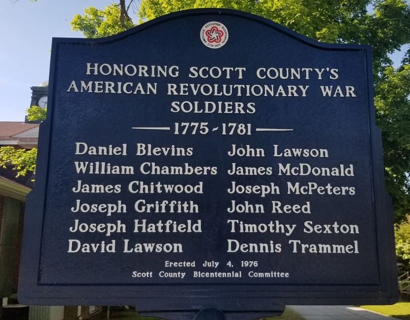 Honoring Scott County's American Revolutionary War Soldiers Marker image. Click for full size.