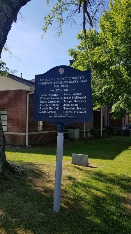 Honoring Scott County's American Revolutionary War Soldiers Marker. Click for full size. Honoring Scott County's American Revolutionary War Soldiers Marker image. Click for full size.
