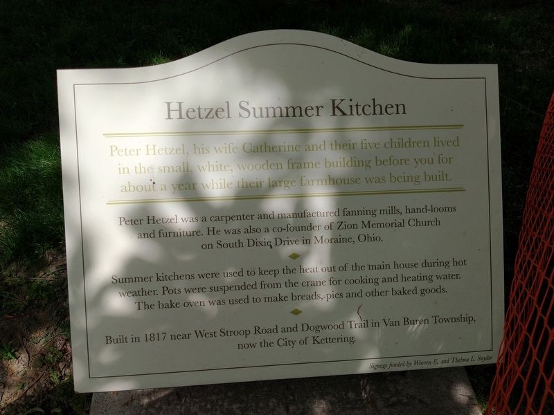 Hetzel Summer Kitchen Marker image. Click for full size.