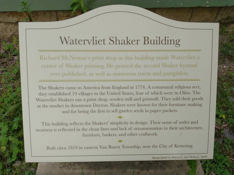 Watervliet Shaker Building Marker image. Click for full size.