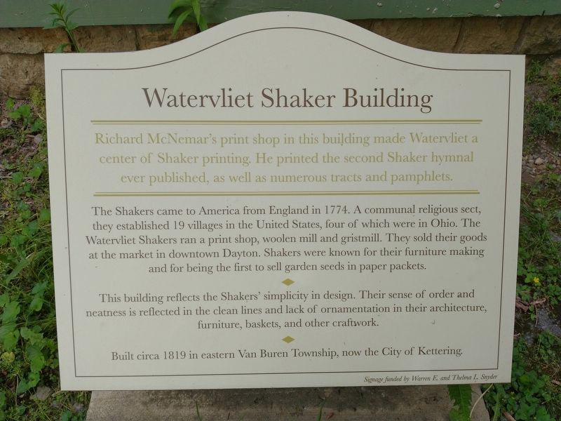 Watervliet Shaker Building Marker. Click for full size. Watervliet Shaker Building Marker image. Click for full size.