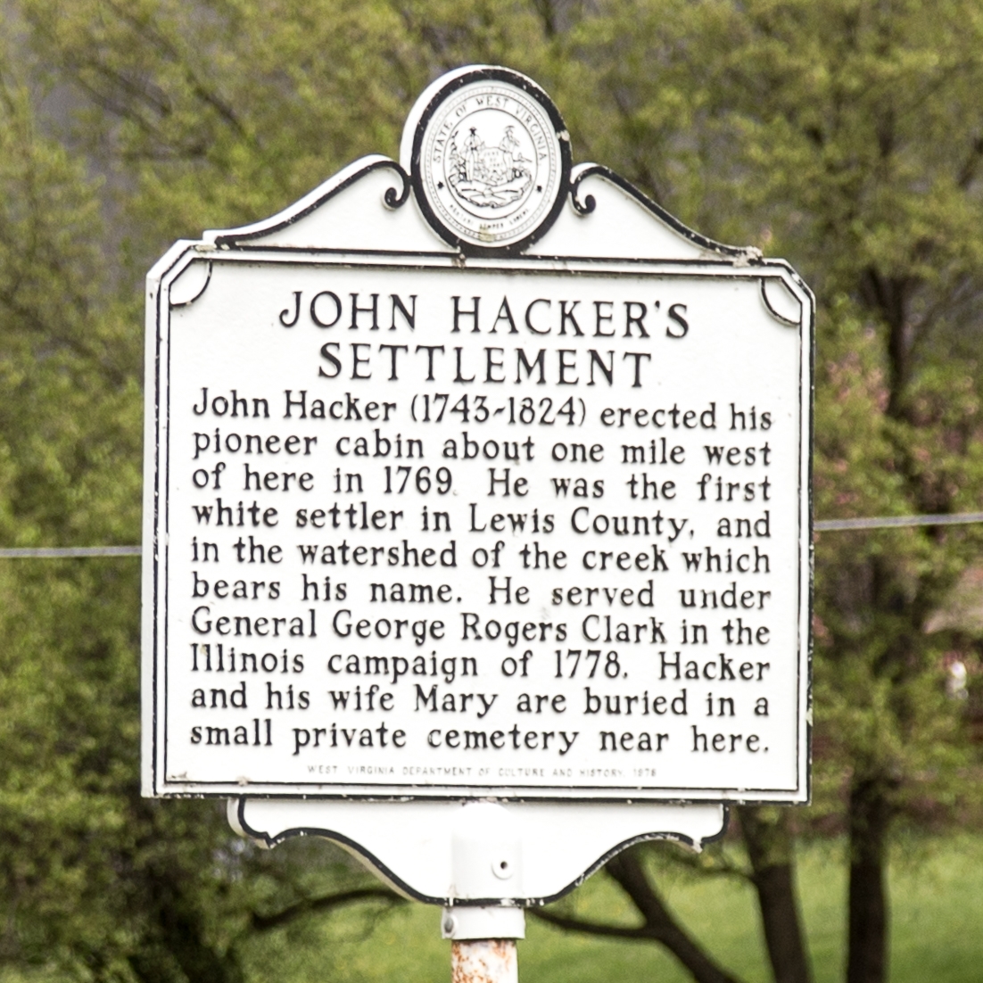 John Hacker’s Settlement Marker
