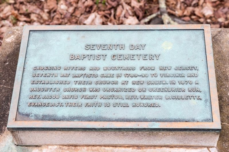 Seventh Day Baptist Cemetery Marker. Click for full size. Seventh Day Baptist Cemetery Marker image. Click for full size.