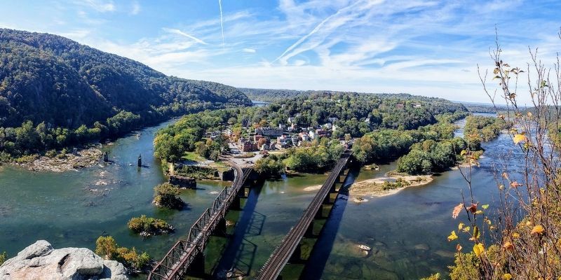 View From Maryland Heights Overlook Towards Harpers Ferry. Click for full size. View From Maryland Heights Overlook Towards Harpers Ferry image. Click for full size.