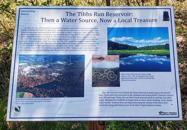The Tibbs Run Reservoir: Then a Water Source, Now a Local Treasure Marker. Click for full size. The Tibbs Run Reservoir: Then a Water Source, Now a Local Treasure Marker image. Click for full size.