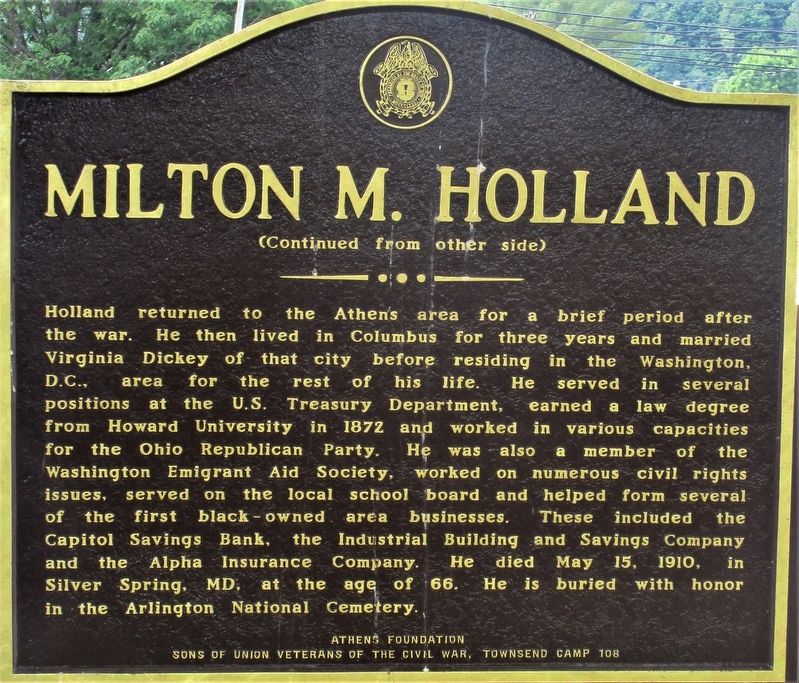 Milton M Holland Marker image. Click for full size.