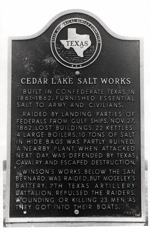 Cedar Lake Salt Works Marker image. Click for full size.