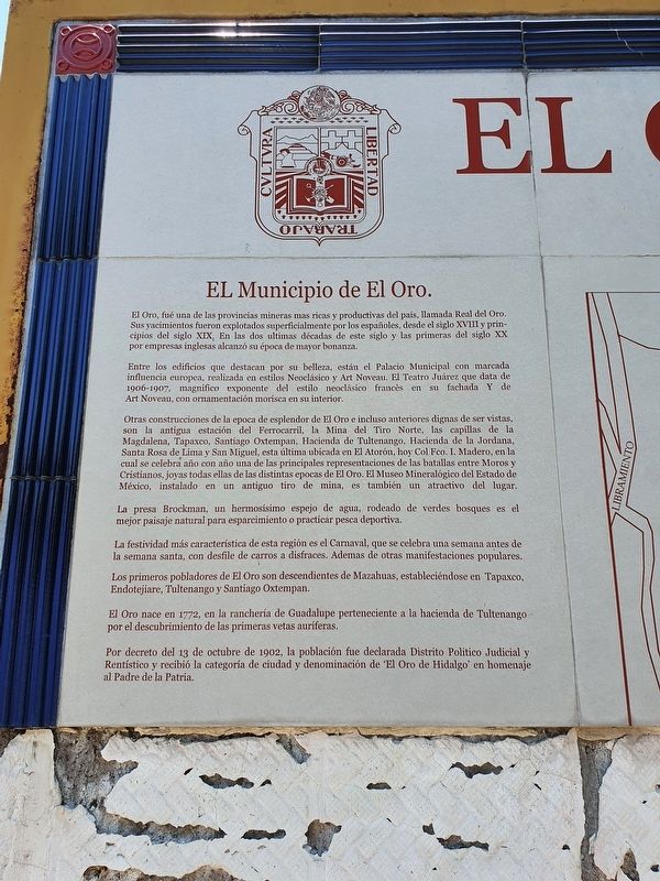 El Oro Mexico Marker - El Municipio de El Oro image. Click for full size.
