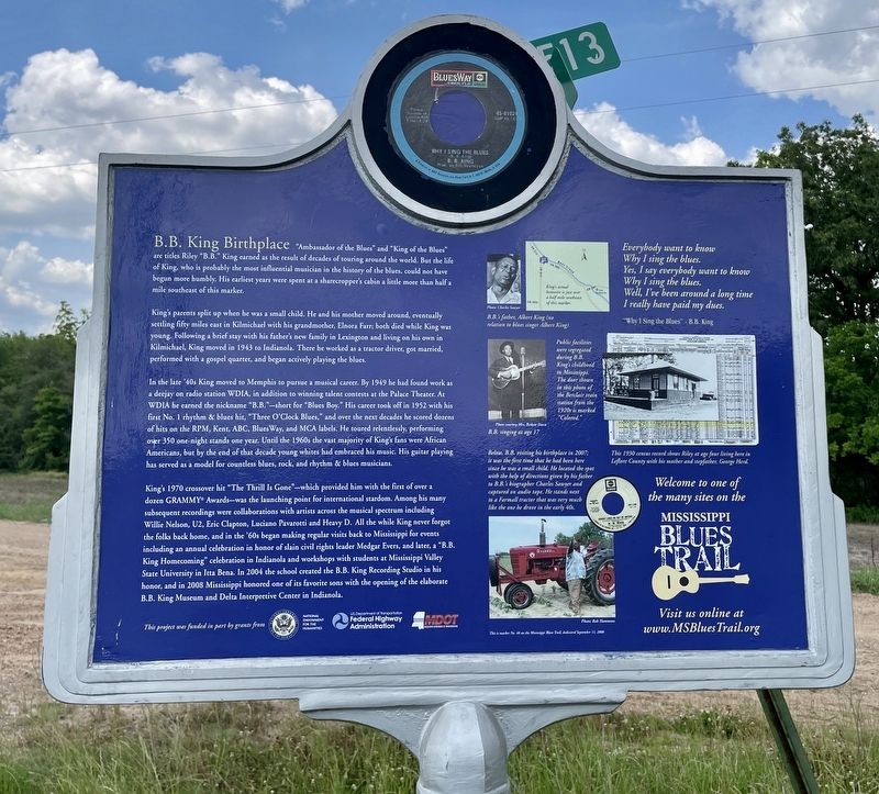 B.B. King Birthplace Marker (reverse) image. Click for full size.