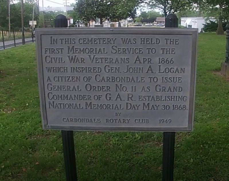 First Memorial Service to Civil War Veterans Marker image. Click for full size.