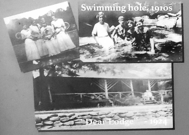 Marker detail: Swimming hole 1910s / Dear Lodge 1924. Click for full size. Marker detail: Swimming hole 1910s / Dear Lodge 1924 image. Click for full size.