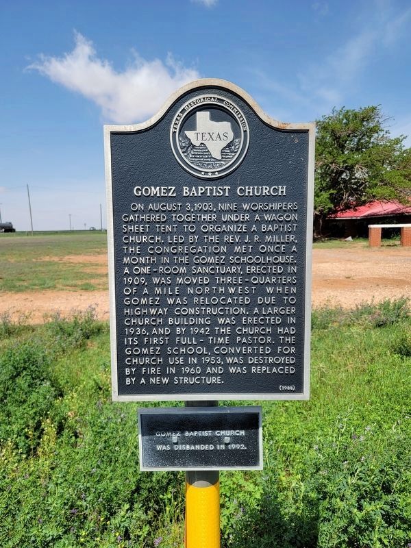 Gomez Baptist Church Marker image. Click for full size.