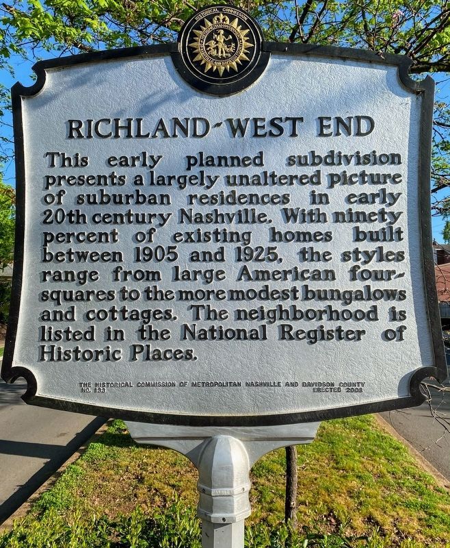 Richland-West End Marker image. Click for full size.