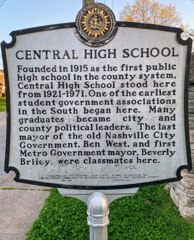 Central High School Marker image. Click for full size.