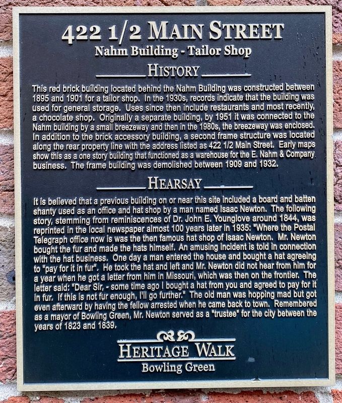422 1/2 Main Street Marker. Click for full size. 422 1/2 Main Street Marker image. Click for full size.