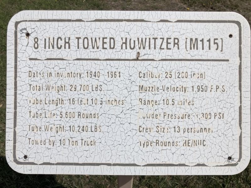 8 Inch Towed Howitzer (M115) Marker image. Click for full size.
