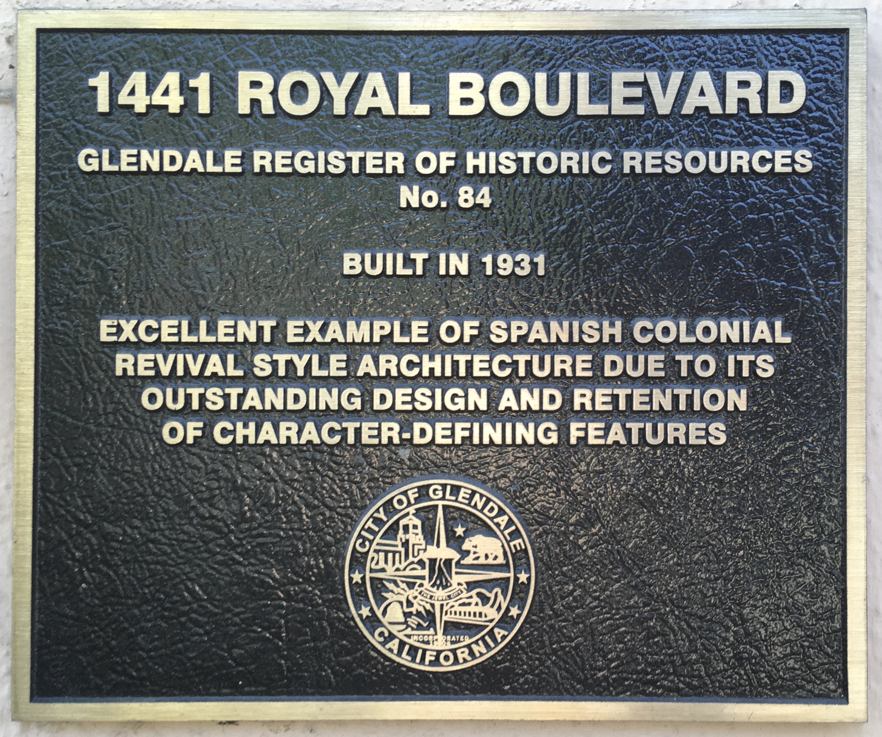 1441 Royal Boulevard Marker