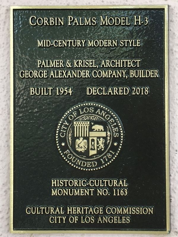 Corbin Palms Model H-3 Marker. Click for full size. Corbin Palms Model H-3 Marker image. Click for full size.
