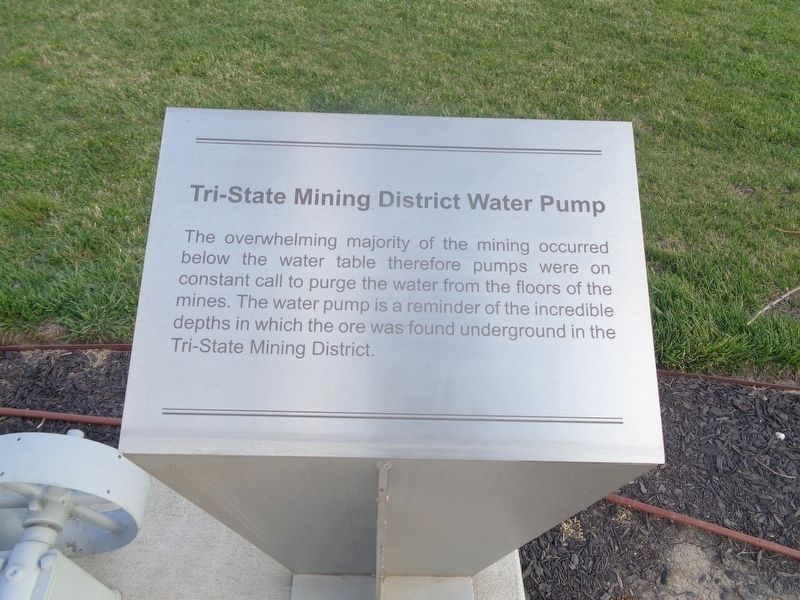 Tri-State Mining District Water Pump Marker. Click for full size. Tri-State Mining District Water Pump Marker image. Click for full size.