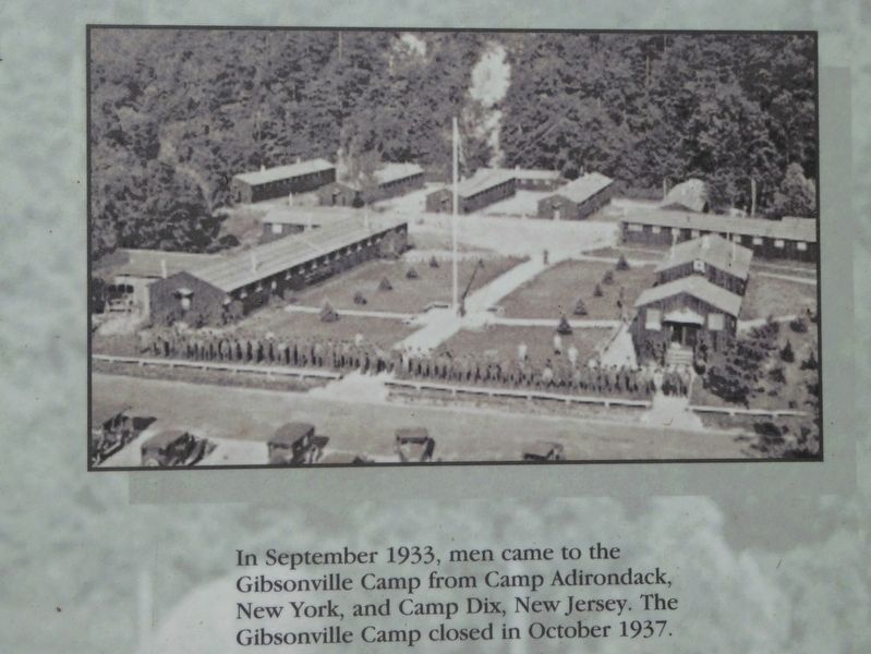 Close-up of marker photo - CCC camp facility image. Click for full size.