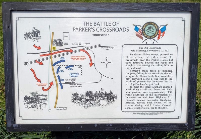 The Battle of Parker's Crossroads Marker. Click for full size. The Battle of Parker's Crossroads Marker image. Click for full size.