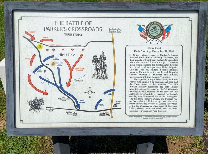The Battle of Parker's Crossroads Marker. Click for full size. The Battle of Parker's Crossroads Marker image. Click for full size.